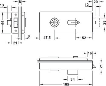 Glass door set, GHR 403, Startec, with 3-piece hinges and pair of lever handles