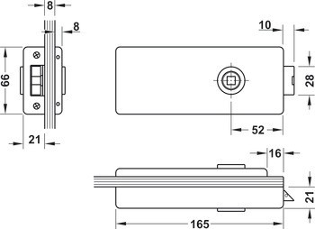 Glass door set, GHR 403, Startec, with 3-piece hinges and pair of lever handles