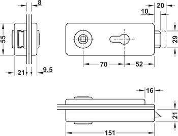 Glass door set, GHR 503, Startec, with 3-piece hinges and pair of lever handles