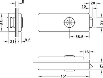 Glass door set, GHR 503, Startec, with 3-piece hinges and pair of lever handles