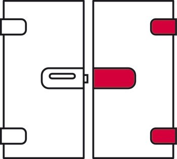 Glass door strike patch set, GHR 503, Startec, with 3-piece hinges