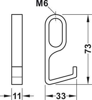 Háček, Hliník, pro šatní tyč OVA 30 x 14 mm