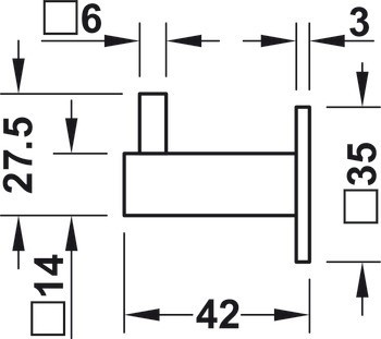 Háček na šaty, Häfele Déco, nerez, hranatá rozeta