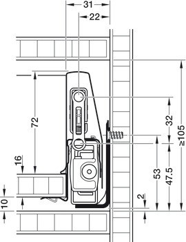 Häfele Matrix Box P Plus, výška bočnice zásuvky 92 mm