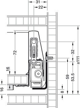 Häfele Matrix Box P Plus, výška bočnice zásuvky 92 mm