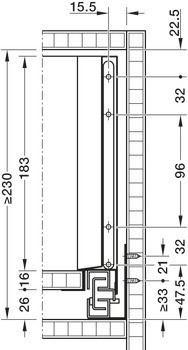 Häfele Matrix S Slim, výška bočnice zásuvky 199 mm