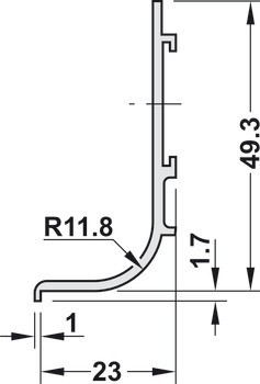 Hliníkový úchytkový profil, Pro vzhled bez viditelné úchytky, hliník