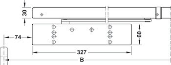 Horní dveřní zavírač, Dorma TS 98 XEA GSR/BG s kluznými lištami, pro dvojité dveře, EN 1–6