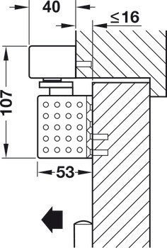 Horní dveřní zavírač, TS 92B EMR design Contur, s kluznou lištou, EN 2–5, Dorma