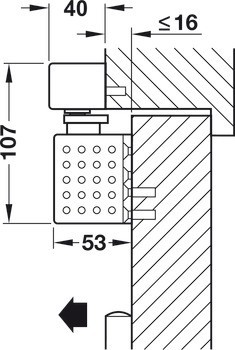 Horní dveřní zavírač, TS 93 B EMF, design Contur, EN 2–5, Dorma