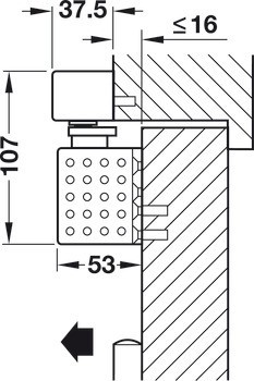 Horní dveřní zavírač, TS 93B GSR-EMF 2, design Contur, s kluznou lištou, EN 2–5, Dorma