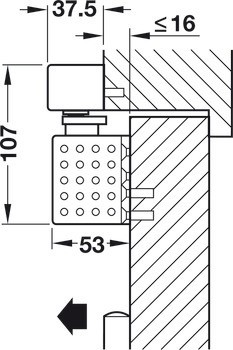 Horní dveřní zavírač, TS 93B GSR-EMR 2, design Contur, s kluznou lištou, EN 2–5, Dorma