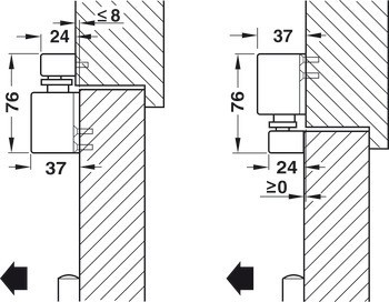 Horní dveřní zavírač, TS 97, s kluznou lištou, EN 2–4, Dorma, standardní montáž na straně závěsů, horní montáž na straně závěsů