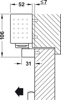 Horní dveřní zavírač, TS 99 FL, design Contur, s kluznou lištou, horní montáž, EN 2–5, Dorma