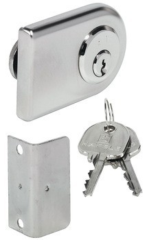 Jazýčkový zámek pro skleněné dveře, Häfele Symo FM Pro, s pevnou vložkou s pinovými stavítky, backset 26 mm, standardní profil
