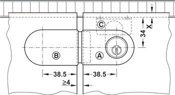 Jazýčkový zámek pro skleněné dveře, Häfele Symo FM Pro, s pevnou vložkou s pinovými stavítky, backset 26 mm, standardní profil