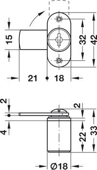 Jazýčkový zámek, S pevnou vložkou s plátkovými stavítky, s rovným zamykacím jazýčkem