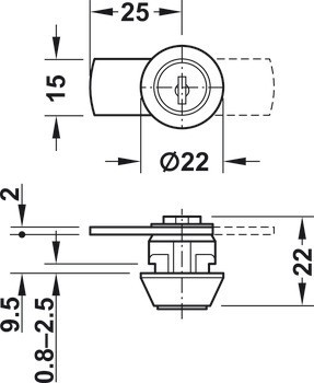 Jazýčkový zámek, S pevnou vložkou s plátkovými stavítky, s rovným zamykacím jazýčkem