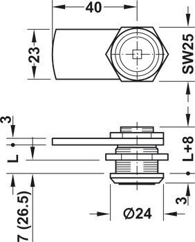 Jazýčkový zámek, Se záskočkou, montáž pomocí matice, s rovným zamykacím jazýčkem