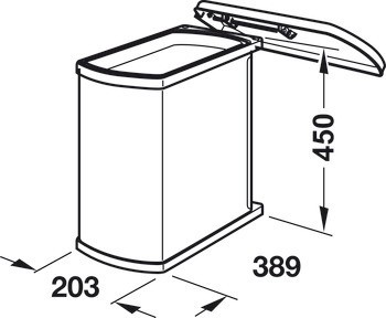 Jednodílný odpadkový koš, 18 litrů, Hailo Uno, model 3418-00