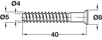 Jednodílný spoj, Konfirmát, zápustná hlava, pro vrtaný otvor ⌀ 4 mm