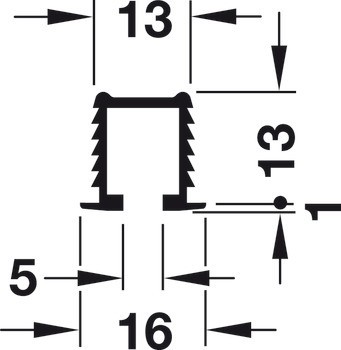 Jednoduchá pojezdová kolejnice, Slido F-Line11, 12 kg, nahoře