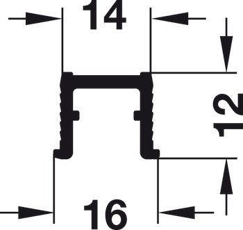 Jednoduchá vodicí kolejnice, předvrtané, 16 x 13 mm (Š x V)