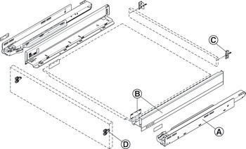 Jednotka a unašeč Tip-On Blumotion, pro Blum Legrabox a Movento 760 H/766 H s Tip-On Blumotion