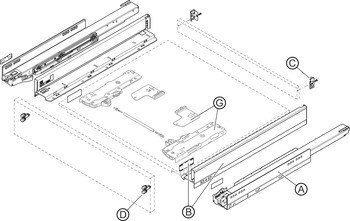 Jednotka a unašeč Tip-On Blumotion, pro Blum Legrabox a Movento 760 H/766 H s Tip-On Blumotion