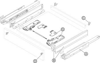 Jednotka a unašeč Tip-On Blumotion, pro Blum Legrabox a Movento 760 H/766 H s Tip-On Blumotion