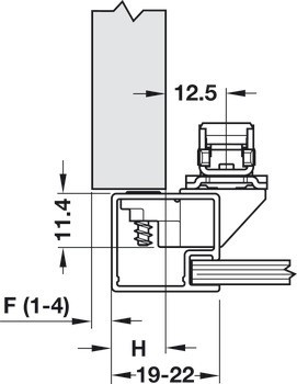 Jednotka zdvihacího mechanismu, Pro výklopné kování Aventos HK-S Tip-On
