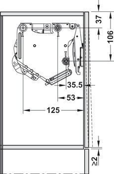 Jednotka zdvihacího mechanismu, Pro výklopné kování Aventos HK-S