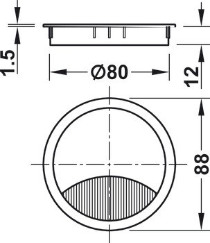 Kabelová průchodka, kulatá, Ø 67 nebo 88 mm