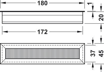 Kabelová průchodka, obdélníková, 180 x 45 mm