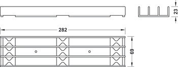 Kabelové vedení, vodorovné, 282 x 69 mm, pro kabely