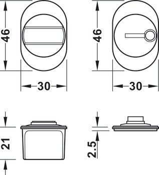 Klika s quick-fit montáží, WC rozeta, hliník, FSB, model 15 1721