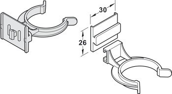 Klip pro soklový panel, s držákem panelu, plast, pro soklový systém Häfele AXILO® 48