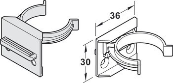 Klip pro soklový panel, s držákem panelu, plast, pro soklový systém Häfele AXILO® 48