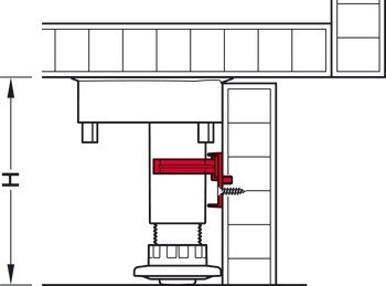 Klip pro soklový panel, S držákem panelu, plast, pro soklový systém Häfele Axilo® 48
