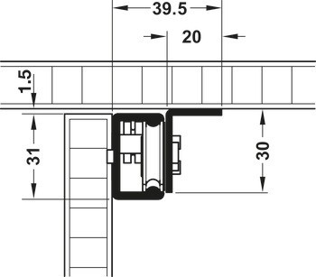 Kolečkové výsuvy, pro 1 vkládací desku, pro stoly s rámovou konstrukcí