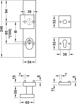 Kombinované bezpečnostní kování, Nerez, Startec, SDH 310 třída odolnosti 1