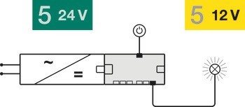 Konvertor, Häfele Loox5, pro připojení 12V zařízení k 24 V Driveru