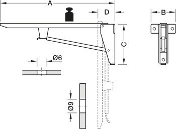 Konzole, Hebgo, nosnost 150 kg na pár, sklopné, ocel