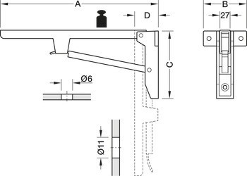 Konzole, Hebgo, nosnost 500 kg na pár, sklopné, ocel