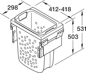 Koš na prádlo, Koš na prádlo Hailo pro montáž za čelní panely