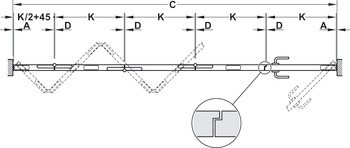 Kování pro dřevěné skládací dveře, Häfele Slido D-Fold21 50A / 50B, sada