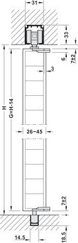 Kování pro dřevěné skládací dveře, Häfele Slido D-Fold21 50A / 50B, sada