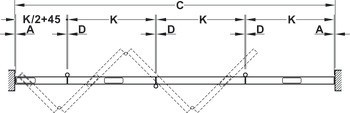 Kování pro dřevěné skládací dveře, Häfele Slido D-Fold21 50A / 50B, sada
