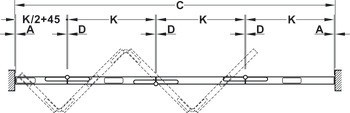Kování pro dřevěné skládací dveře, Häfele Slido D-Fold21 50A / 50B, sada