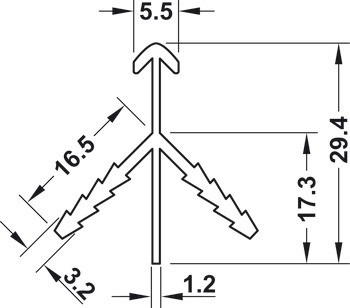 Kování pro pokosový spoj, Hliníkový rohový profil, s úkosem 5 mm